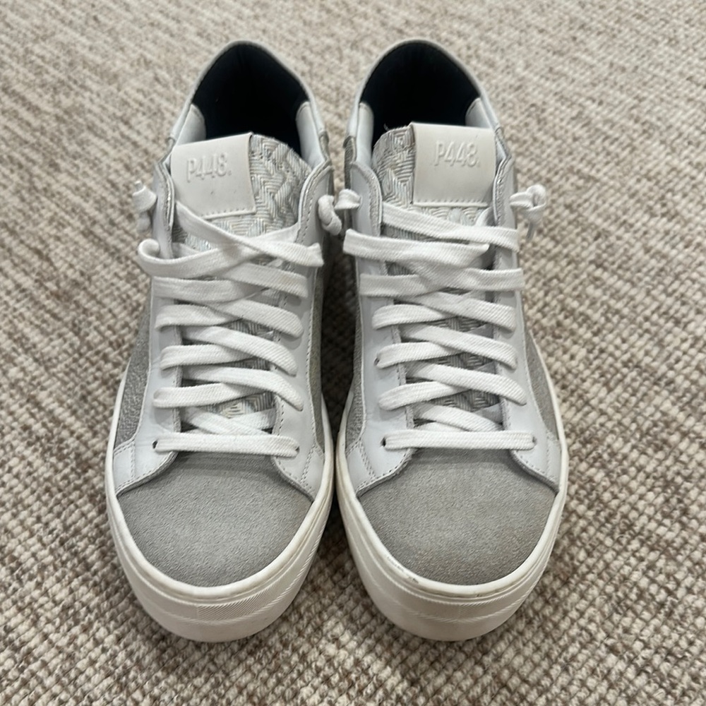 P448 Thea Women’s Sneakers, Silver Metallic, Size 40